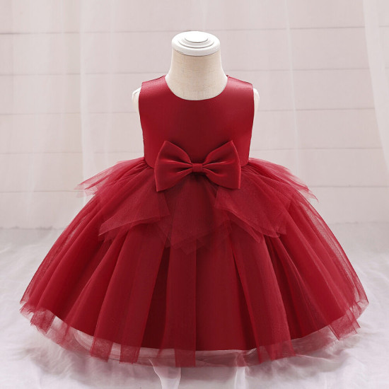 2-6Y Toddler Girls Irregular Mesh Princess Dress With Bow Knot  Girls Clothes  