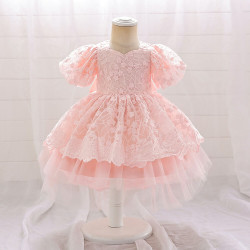 3-7Y Toddler Girls Birthday Party Evening Dress Puff Sleeve Mesh Tail  Girls Clothes  
