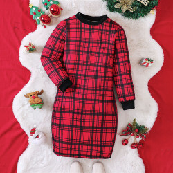 4-9Y Kids Girls Plaid Christmas Dress  Kids Clothes  