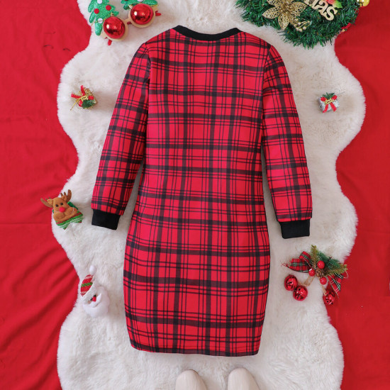 4-9Y Kids Girls Plaid Christmas Dress  Kids Clothes  