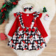 9M-5Y Christmas Toddler Girls Sets Santa Plaid Print Bow Suspender Skirt Tops  Baby Clothing  