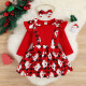 9M-5Y Christmas Toddler Girls Sets Santa Plaid Print Bow Suspender Skirt Tops  Baby Clothing  