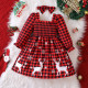 18M-6Y Toddler Girls Christmas Plaid Elk Dress Square Collar  Girls Fashion Clothes  
