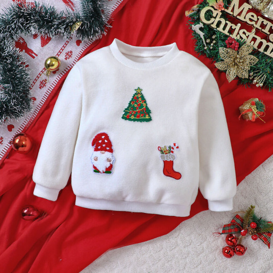 18M-6Y Unisex Autumn Winter Christmas Plush Long-Sleeved Sweatshirts  Toddler Clothes  