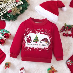 18M-6Y Unisex Christmas Plush Sweatshirt With Hat  Toddler Clothes  
