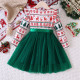 18M-6Y Toddler Girls Christmas Mesh Long Sleeve Dress  Girls Fashion Clothes  