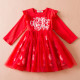 9M-4Y Toddler Girls Christmas Letter Long Sleeve Mesh Dresses  Girls Clothes  