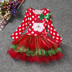 9M-4Y Toddler Girls Christmas Letter Long Sleeve Mesh Dresses  Girls Clothes  