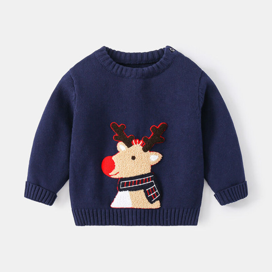 9M-6Y Unisex Christmas Sweater Cartoon Elk Sweater For Boys And Girls  Toddler Boutique Clothing  