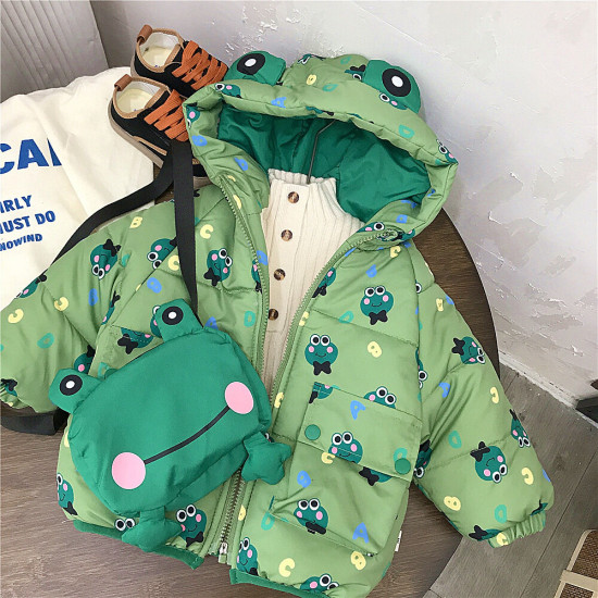12M-5Y Toddler Boys Cartoon Frog Print Hooded Coats & Jackets  Boys Boutique Clothing  