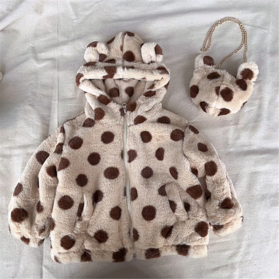 9M-6Y Toddler Pink Leopard Print And Brown Polka Dot Hooded Coats  Toddler Boutique Clothing  