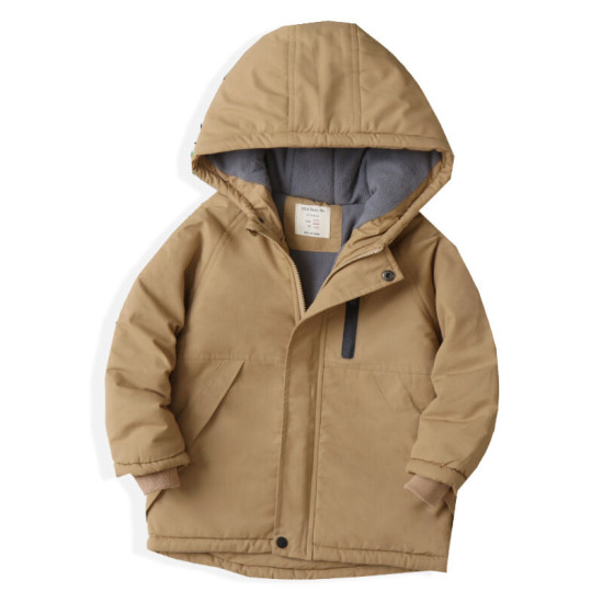 3-9Y Kids Boys Solid Color Hooded Jackets & Coats Zipper Cotton Kids Clothing   