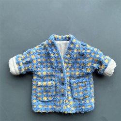 12M-6Y Toddler Boys Plaid Coat With Plush Fur  Boys Clothing  
