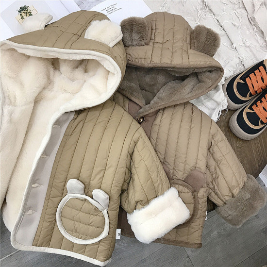 9M-5Y Toddler Boys Cotton Hooded Jacket With Fleece  Boys Clothing  