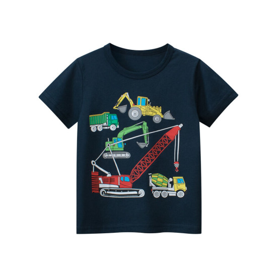 18M-7Y Toddler Boys Engineering Vehicle Excavator Short Sleeve T-Shirts  Boys Clothing  