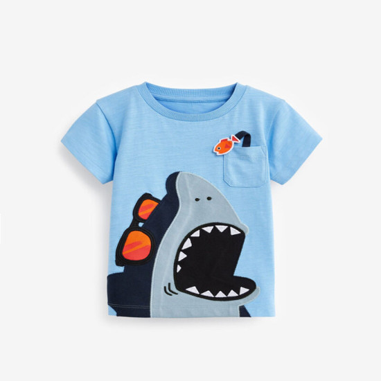 18M-7Y Toddler Boys Shark Print T-Shirts  Boys Clothes  