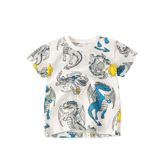 18M-7Y Toddler Boys Dinosaur Print Round Neck T-Shirts  Boys Clothes  