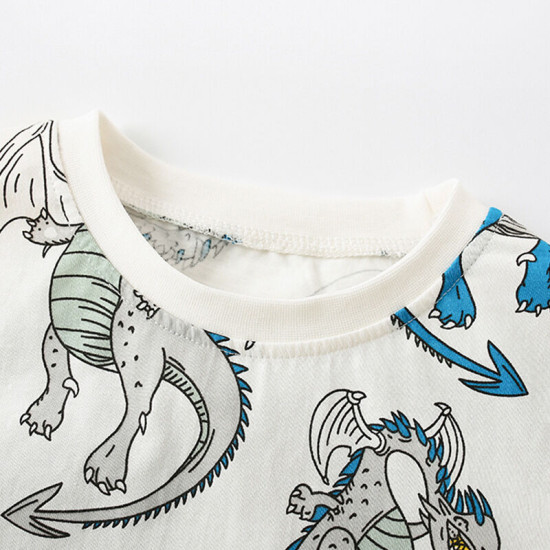 18M-7Y Toddler Boys Dinosaur Print Round Neck T-Shirts  Boys Clothes  