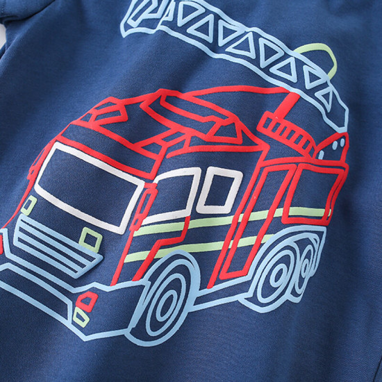 18M-7Y Toddler Crew Neck Excavator Print T-Shirts  Boys Clothes  