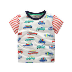 18M-7Y Toddler Boys Car Print Shorts Sleeve T-Shirts  Boys Clothes  