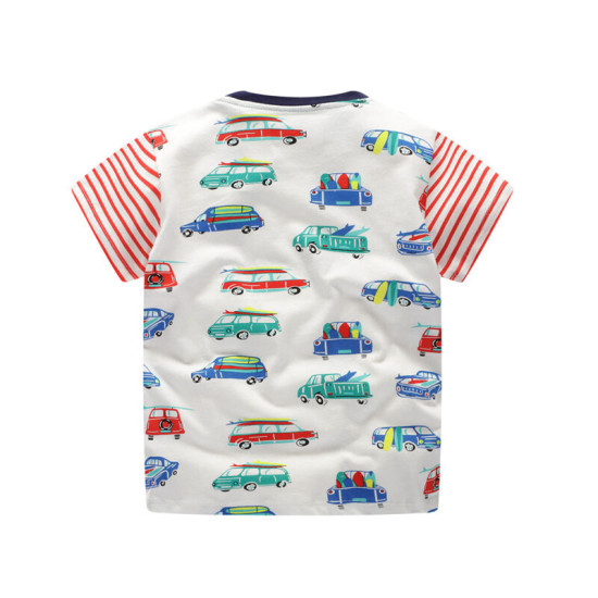 18M-7Y Toddler Boys Car Print Shorts Sleeve T-Shirts  Boys Clothes  
