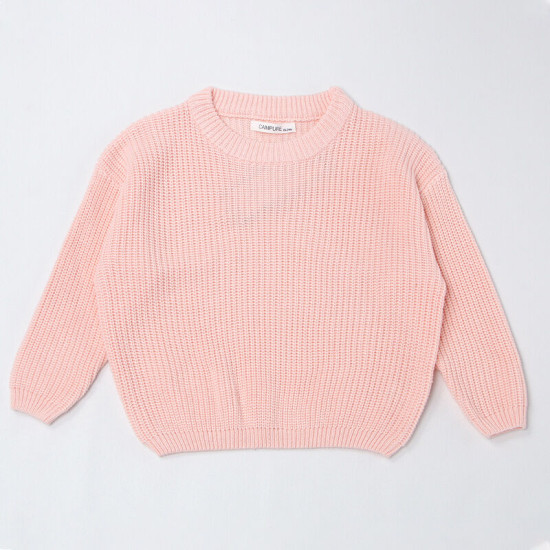 Kid Pure Color Round Neck Long-Sleeved Knitted  Sweaters  
