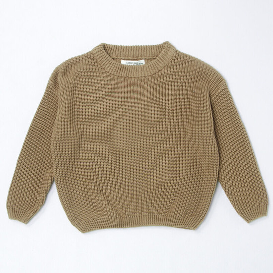Kid Pure Color Round Neck Long-Sleeved Knitted  Sweaters  