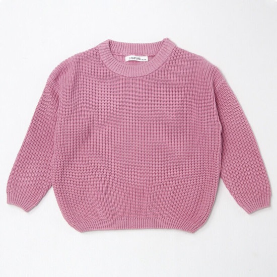Kid Pure Color Round Neck Long-Sleeved Knitted  Sweaters  