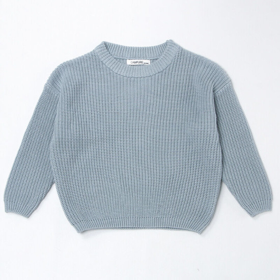 Kid Pure Color Round Neck Long-Sleeved Knitted  Sweaters  