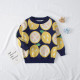 Kid Round Neck Strawberry & Lemon Print Knit Sweater  