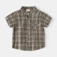 18M-6Y Toddler Boys Stand Collar Plaid Short Sleeve Shirts  Boys Clothing  