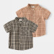 18M-6Y Toddler Boys Stand Collar Plaid Short Sleeve Shirts  Boys Clothing  