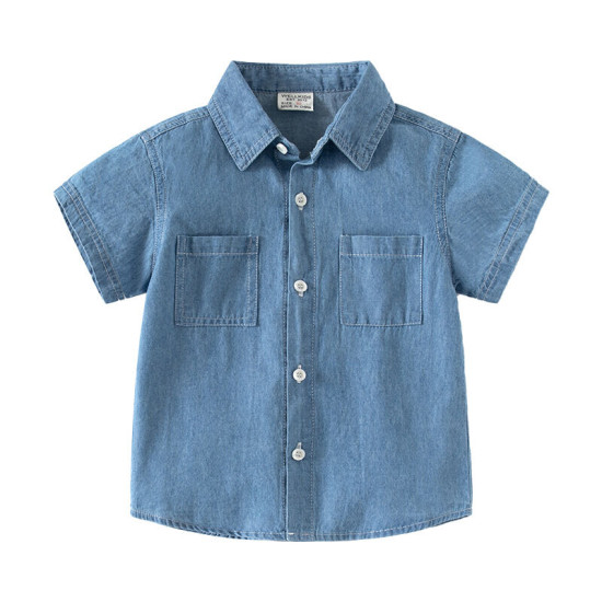 18M-6Y Toddler Boys Lapel Denim Short Sleeve Shirts  Boys Clothing  