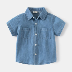 18M-6Y Toddler Boys Lapel Denim Short Sleeve Shirts  Boys Clothing  