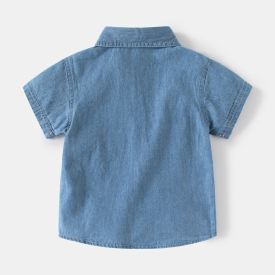 18M-6Y Toddler Boys Lapel Denim Short Sleeve Shirts  Boys Clothing  