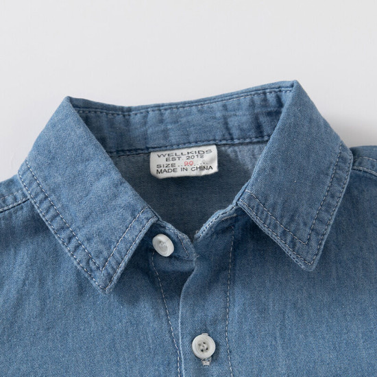 18M-6Y Toddler Boys Lapel Denim Short Sleeve Shirts  Boys Clothing  