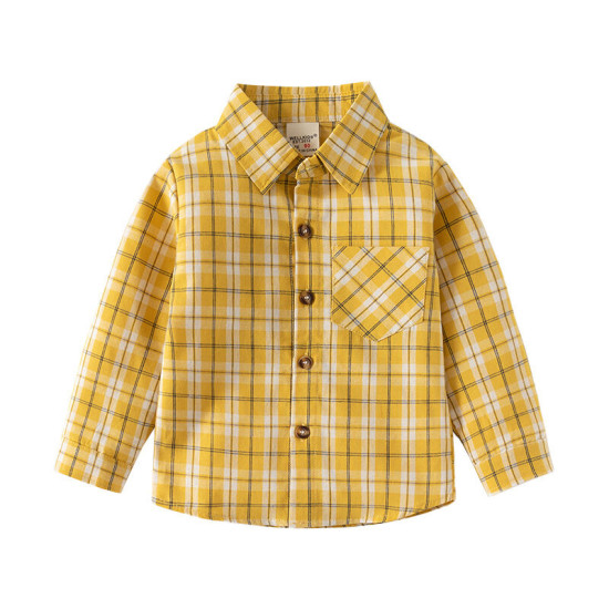 18M-6Y Toddler Boys Lapel Long Sleeve Plaid Shirts  Boys Clothing  