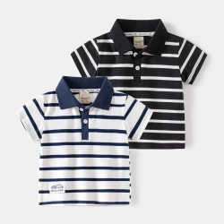 18M-6Y Toddler Boys Lapel Short Sleeve Striped Polo Shirts  Boys Clothing  