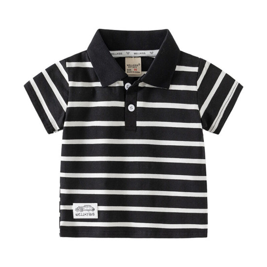 18M-6Y Toddler Boys Lapel Short Sleeve Striped Polo Shirts  Boys Clothing  