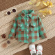 3M-5Y Toddler Boys Green Plaid Long Sleeve Cardigan Shirts  Boys Clothes  