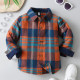 12M-6Y Toddler Boys Orange Plaid Long-Sleeved Shirts  Boys Clothing  
