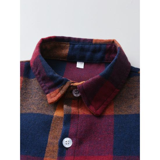 12M-6Y Toddler Boys Colorful Plaid Long Sleeve Shirts  Boys Clothing  