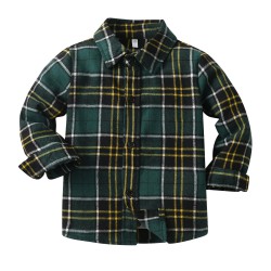 12M-6Y Toddler Boys Green Plaid Long Sleeve Shirts  Boys Clothing  