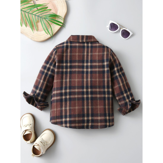 12M-6Y Toddler Boys Burgundy Plaid Long Sleeve Shirts  Boys Clothing  