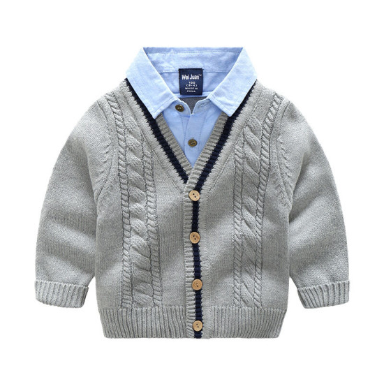 18M-6Y Toddler Boys Fake Two Piece Shirt Collar Pullover Sweater  Boys Clothing  Boys