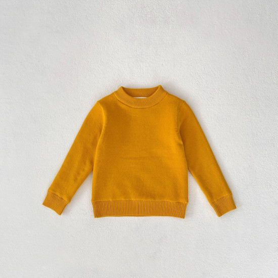 2-10Y Kids Knitted Sweaters Solid Color Pullover Bottoming Tops  Toddler Boutique Clothing  