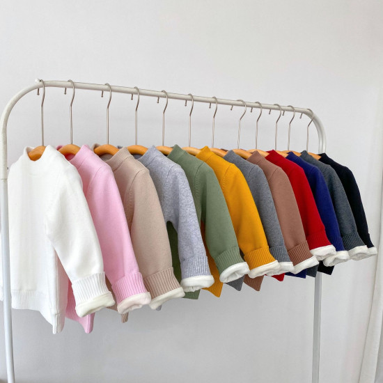 2-10Y Kids Knitted Sweaters Solid Color Pullover Bottoming Tops  Toddler Boutique Clothing  