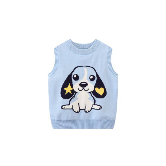 2-7Y Toddler Boys Dog Print Knitted Sweaters Vest  Boys Boutique Clothing  