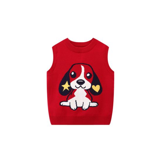 2-7Y Toddler Boys Dog Print Knitted Sweaters Vest  Boys Boutique Clothing  