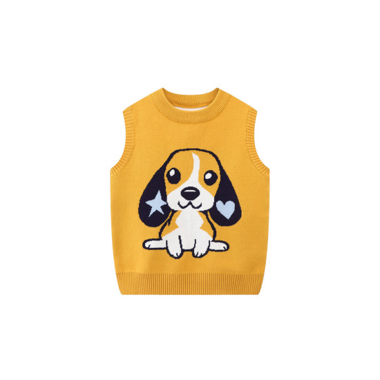 2-7Y Toddler Boys Dog Print Knitted Sweaters Vest  Boys Boutique Clothing  